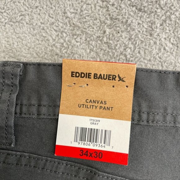 NEW Eddie Bauer Men's 34X30 Canvas Utility Pants Gray Workwear Carpenter - Picture 6 of 8